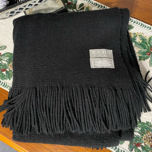 ECHO Long Black Scarf Unisex 78”X 18” - Picture 4 of 8